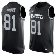 Wholesale Cheap Men's Oakland Raiders 81 Tim Brown Nike Black Printed Player Name & Number Tank Top