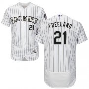 Wholesale Cheap Rockies #21 Kyle Freeland White Strip Flexbase Authentic Collection Stitched MLB Jersey