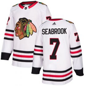 Wholesale Cheap Adidas Blackhawks #7 Brent Seabrook White Road Authentic Stitched Youth NHL Jersey