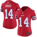 Wholesale Cheap Nike Bills #14 Stefon Diggs Red Women's Stitched NFL Limited Rush Jersey