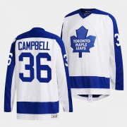 Wholesale Cheap Men's Toronto Maple Leafs #36 Jack Campbell White Classics Primary Logo Stitched Jersey