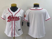 Wholesale Cheap Women's San Francisco 49ers Blank White With Patch Cool Base Stitched Baseball Jersey(Run Small)