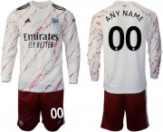 Wholesale Cheap Men 2020-2021 club Arsenal away long sleeve customized white Soccer Jerseys
