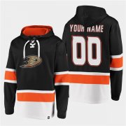 Wholesale Cheap Men's Anaheim Ducks Active Player Custom Black Ageless Must-Have Lace-Up Pullover Hoodie
