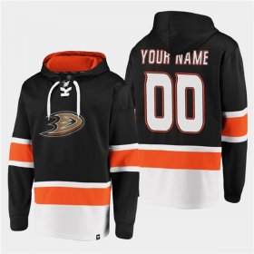 Wholesale Cheap Men\'s Anaheim Ducks Active Player Custom Black Ageless Must-Have Lace-Up Pullover Hoodie