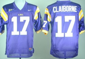 Wholesale Cheap LSU Tigers #17 Morris Claiborne Purple Jersey