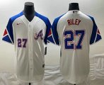 Cheap Men's Atlanta Braves #27 Austin Riley Number White 2023 City Connect Cool Base Stitched Jerseys