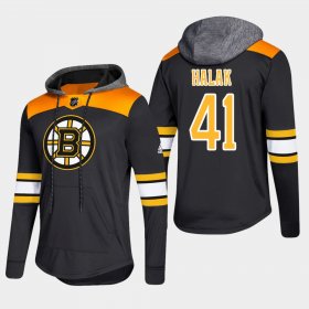 Wholesale Cheap Bruins #41 Jaroslav Halak Black 2018 Pullover Platinum Hoodie
