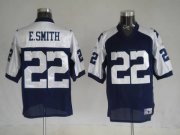 Wholesale Cheap Cowboys #22 Emmitt Smith Blue Thanksgiving Stitched Throwback NFL Jersey