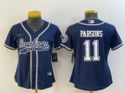 Wholesale Cheap Women's Dallas Cowboys #11 Micah Parsons Navy Blue With Patch Cool Base Stitched Baseball Jersey