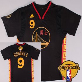 Wholesale Cheap Men\'s Golden State Warriors #9 Andre Iguodala Chinese Black Fashion 2016 The NBA Finals Patch Jersey