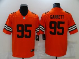 Wholesale Cheap Men\'s Cleveland Browns #95 Myles Garrett Orange 2021 Inverted Legend Stitched Nike Limited Jersey