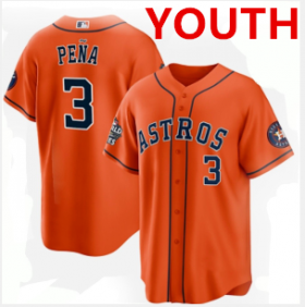 Wholesale Cheap Youth Houston Astros #3 Jeremy Peña Orange 2022 World Series Home Stitched Baseball Jersey