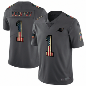 Wholesale Cheap Nike Panthers #1 Cam Newton 2018 Salute To Service Retro USA Flag Limited NFL Jersey