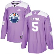 Wholesale Cheap Adidas Oilers #5 Mark Fayne Purple Authentic Fights Cancer Stitched NHL Jersey
