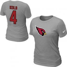 Wholesale Cheap Women\'s Nike Arizona Cardinals #4 Kevin Kolb Name & Number T-Shirt Grey