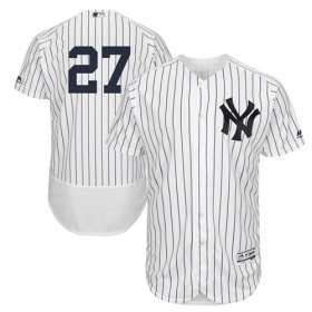 Wholesale Cheap Yankees #27 Giancarlo Stanton White Strip Flexbase Authentic Collection Stitched MLB Jersey