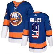 Wholesale Cheap Adidas Islanders #9 Clark Gillies Royal Blue Home Authentic USA Flag Stitched NHL Jersey