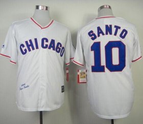 Wholesale Cheap Mitchell And Ness 1968 Cubs #10 Ron Santo White Throwback Stitched MLB Jersey