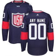 Wholesale Cheap Men's Adidas Team USA Personalized Authentic Navy Blue Road 2016 World Cup NHL Jersey