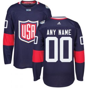 Wholesale Cheap Men\'s Adidas Team USA Personalized Authentic Navy Blue Road 2016 World Cup NHL Jersey