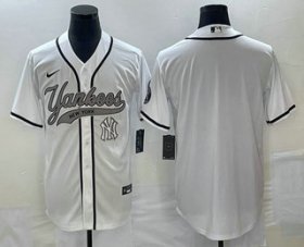 Cheap Men\'s New York Yankees Blank White Cool Base Stitched Baseball Jersey