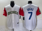 Wholesale Cheap Men's Mexico Baseball #7 Julio Urias Number 2023 White Red World Classic Stitched Jersey6