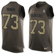 Wholesale Cheap Nike Ravens #73 Marshal Yanda Green Men's Stitched NFL Limited Salute To Service Tank Top Jersey