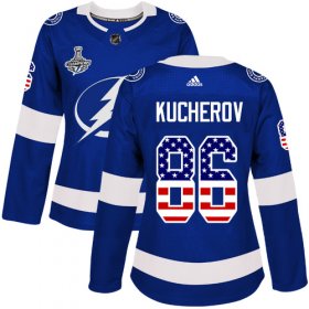 Cheap Adidas Lightning #86 Nikita Kucherov Blue Home Authentic USA Flag Women\'s 2020 Stanley Cup Champions Stitched NHL Jersey