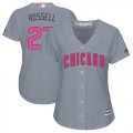 Wholesale Cheap Cubs #27 Addison Russell Grey Mother's Day Cool Base Women's Stitched MLB Jersey
