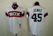 Wholesale Cheap Mitchell And Ness 1983 White Sox #45 Bobby Jenks White Throwback Stitched MLB Jersey