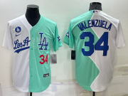 Wholesale Men's Los Angeles Dodgers #34 Fernando Valenzuela White Green Number 2022 Celebrity Softball Game Cool Base Jersey1