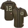 Wholesale Cheap Cubs #12 Kyle Schwarber Green Salute to Service Stitched MLB Jersey