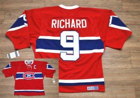 Wholesale Cheap Canadiens #9 Henri Richard Stitched Red CH CCM Throwback NHL Jersey