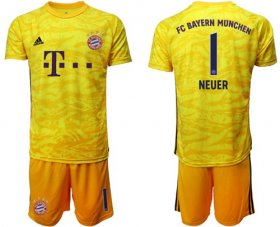 Wholesale Cheap Bayern Munchen #1 Neuer Yellow Goalkeeper Soccer Club Jersey