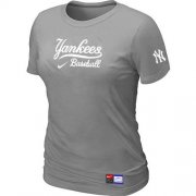 Wholesale Cheap Women's New York Yankees Nike Short Sleeve Practice MLB T-Shirt Light Grey