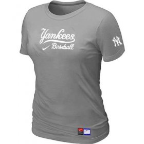 Wholesale Cheap Women\'s New York Yankees Nike Short Sleeve Practice MLB T-Shirt Light Grey