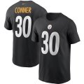 Wholesale Cheap Pittsburgh Steelers #30 James Conner Nike Team Player Name & Number T-Shirt Black