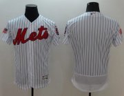 Wholesale Cheap Mets Blank White(Blue Strip) Fashion Stars & Stripes Flexbase Authentic Stitched MLB Jersey