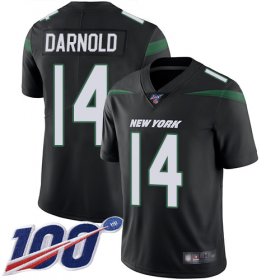 Wholesale Cheap Nike Jets #14 Sam Darnold Black Alternate Youth Stitched NFL 100th Season Vapor Limited Jersey