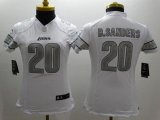 Wholesale Cheap Nike Lions #20 Barry Sanders White Women's Stitched NFL Limited Platinum Jersey