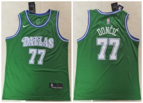 Wholesale Cheap Men\'s Dallas Mavericks 77 Luka Doncic Green Nike Swingman Jersey
