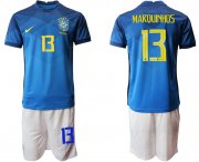 Wholesale Cheap Men 2020-2021 Season National team Brazil away blue 13 Soccer Jersey
