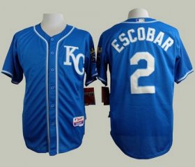 Wholesale Cheap Royals #2 Alcides Escobar Blue Alternate 2 Cool Base Stitched MLB Jersey