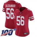 Wholesale Cheap Nike 49ers #56 Kwon Alexander Red Team Color Women's Stitched NFL 100th Season Vapor Limited Jersey
