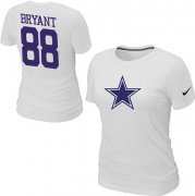 Wholesale Cheap Women's Nike Dallas Cowboys #88 Dez Bryant Name & Number T-Shirt White