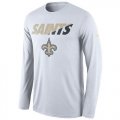 Wholesale Cheap Men's New Orleans Saints Nike White Legend Staff Practice Long Sleeves Performance T-Shirt
