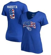 Wholesale Cheap Women's Tennessee Titans #8 Marcus Mariota NFL Pro Line by Fanatics Branded Banner Wave Name & Number T-Shirt Royal