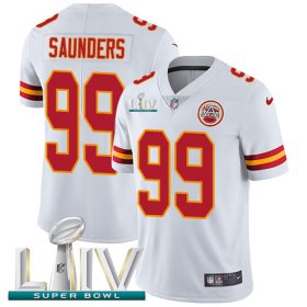 Wholesale Cheap Nike Chiefs #99 Khalen Saunders White Super Bowl LIV 2020 Men\'s Stitched NFL Vapor Untouchable Limited Jersey