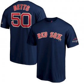 Wholesale Cheap Boston Red Sox #50 Mookie Betts Majestic 2019 Gold Program Name & Number T-Shirt Navy